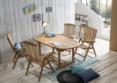 TPFGarden Sitzgruppe TEAKA 4 Armlehnstühle, 1 Tisch TPFGarden Sitzgruppe TEAKA 4 Armlehnstühle, 1 Tisch