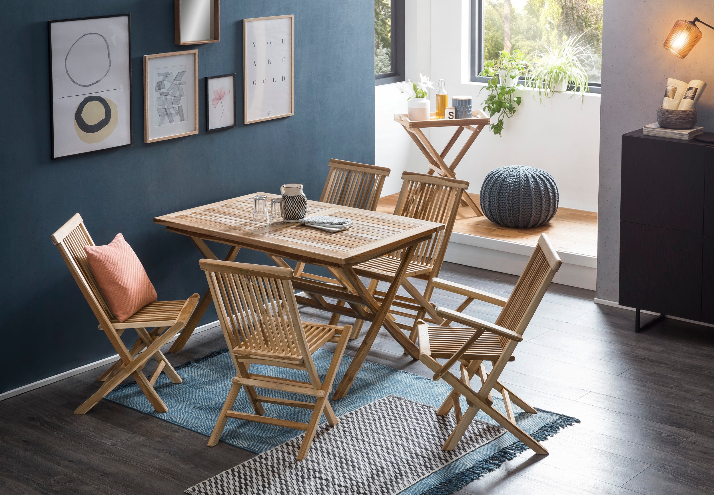 TPFGarden Sitzgruppe TEAKA 4 Stühle, 2 Armlehnstühle, 1 Tisch TPFGarden Sitzgruppe TEAKA 4 Stühle, 2 Armlehnstühle, 1 Tisch