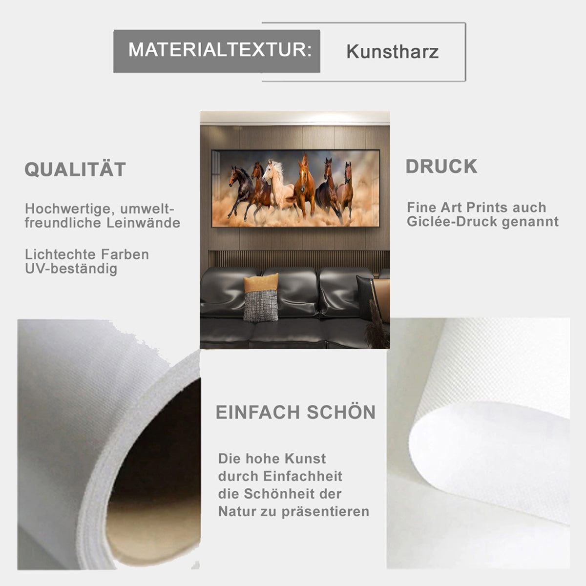 TPFLiving XXL Riesen Poster Leinwand / Breitbildformat - Wilde Pferde - / mehrere Motive in verschiedenen Größen - OHNE Rahmen - Modell A TPFLiving XXL Riesen Poster Leinwand / Breitbildformat - Wilde Pferde - / mehrere Motive in verschiedenen Größen - OHNE Rahmen - Modell A