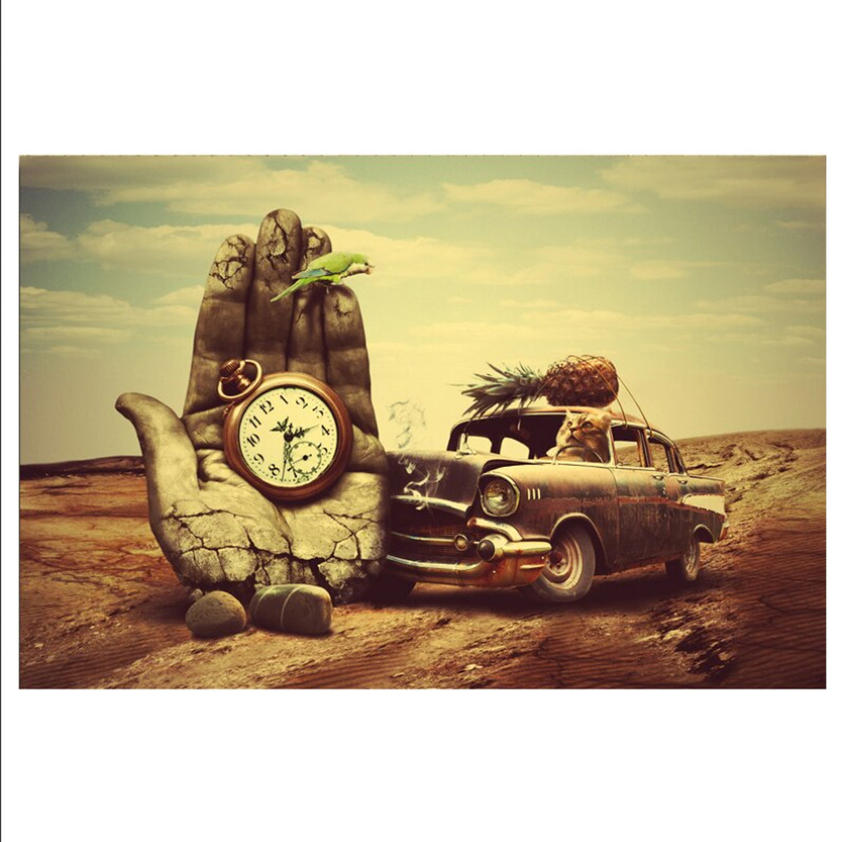 TPFLiving Poster Canvas / Salvador Dali - Hand Clock Car Pineapple - / –  Traumpreisfabrik