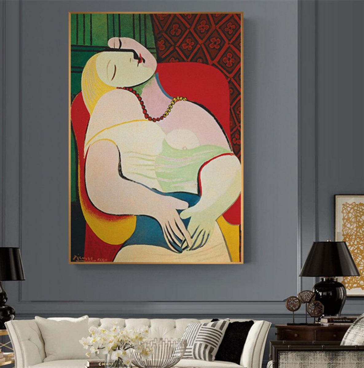 TPFLiving Poster Leinwand / Picasso - Träumende Frau / Motiv in verschiedenen Größen - OHNE Rahmen - Modell FB994