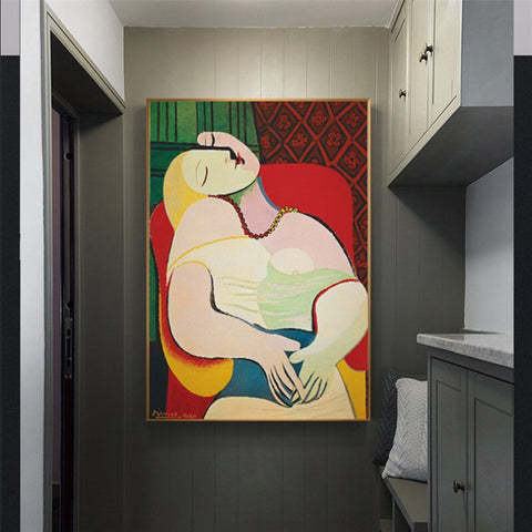 TPFLiving Poster Leinwand / Picasso - Träumende Frau / Motiv in verschiedenen Größen - OHNE Rahmen - Modell FB994