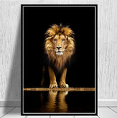 TPFLiving Poster Leinwand / Majestätischer Löwe - Löwenfamilie mit schwarzem und grauem Hintergrund / Verschiedene Größen - OHNE Rahmen - Modell JB1215-B