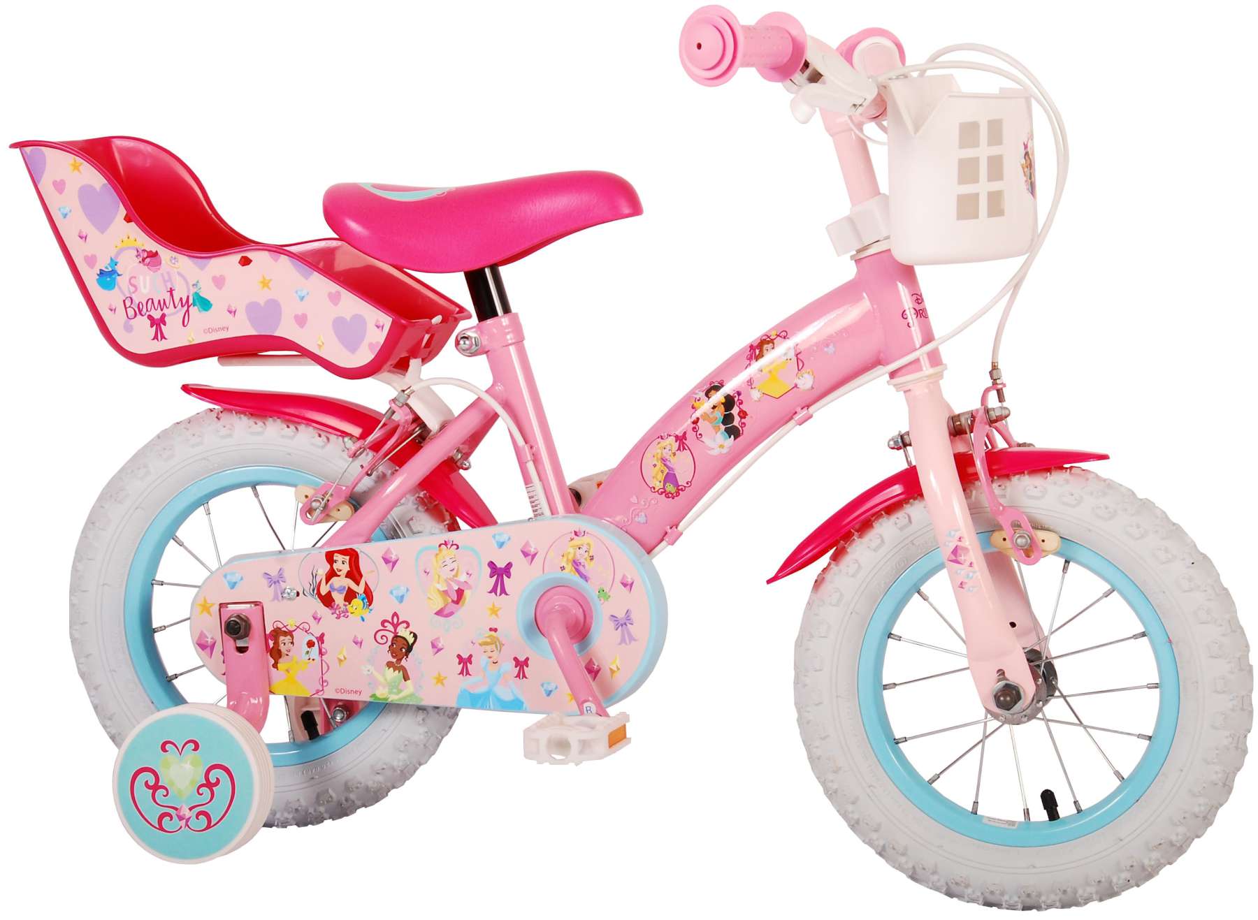 TPFSports Disney Princess Kinderfahrrad - Mädchen - 12 Zoll TPFSports Disney Princess Kinderfahrrad - Mädchen - 12 Zoll