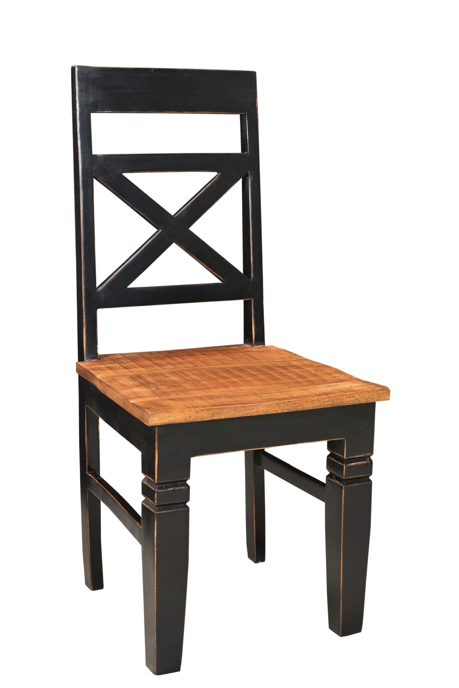 TPFLiving Stuhl, 2er-Set Kent Mango schwarz mit honigfarbiger Sitzfläche