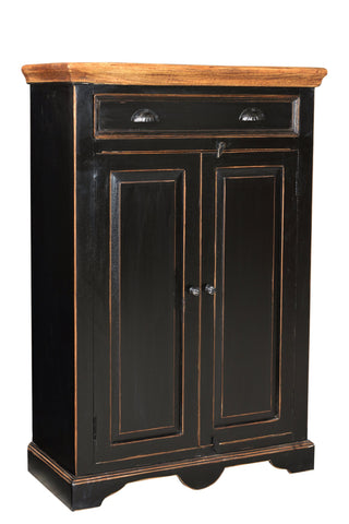 TPFLiving Highboard Kennewick Mango + MDF schwarz mit honigfarbiger Deckplatte