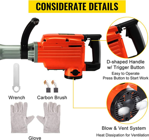 VEVOR Elektro-Abbruchhammer Hochleistungs Betonbrecher verschiedene Leistungen