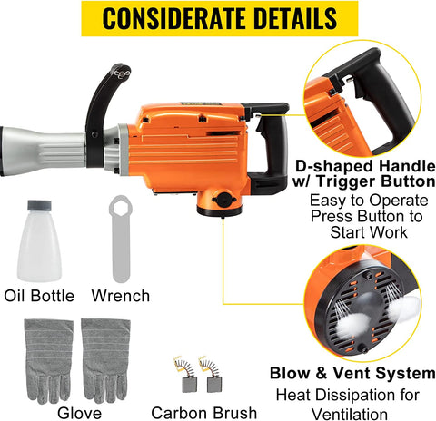 VEVOR Elektro-Abbruchhammer Hochleistungs Betonbrecher verschiedene Leistungen