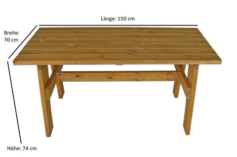 TPFGarden Gartentisch DRIEBURG 70x150cm aus Kiefer massiv