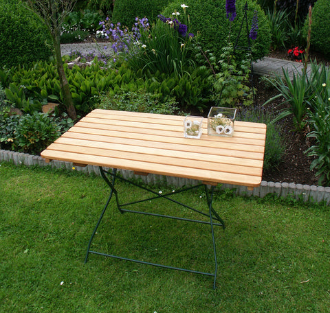 TPFGarden® Klapptisch BAD BELZIG aus Robinienholz 70x110 cm, Stahlgestell Grün