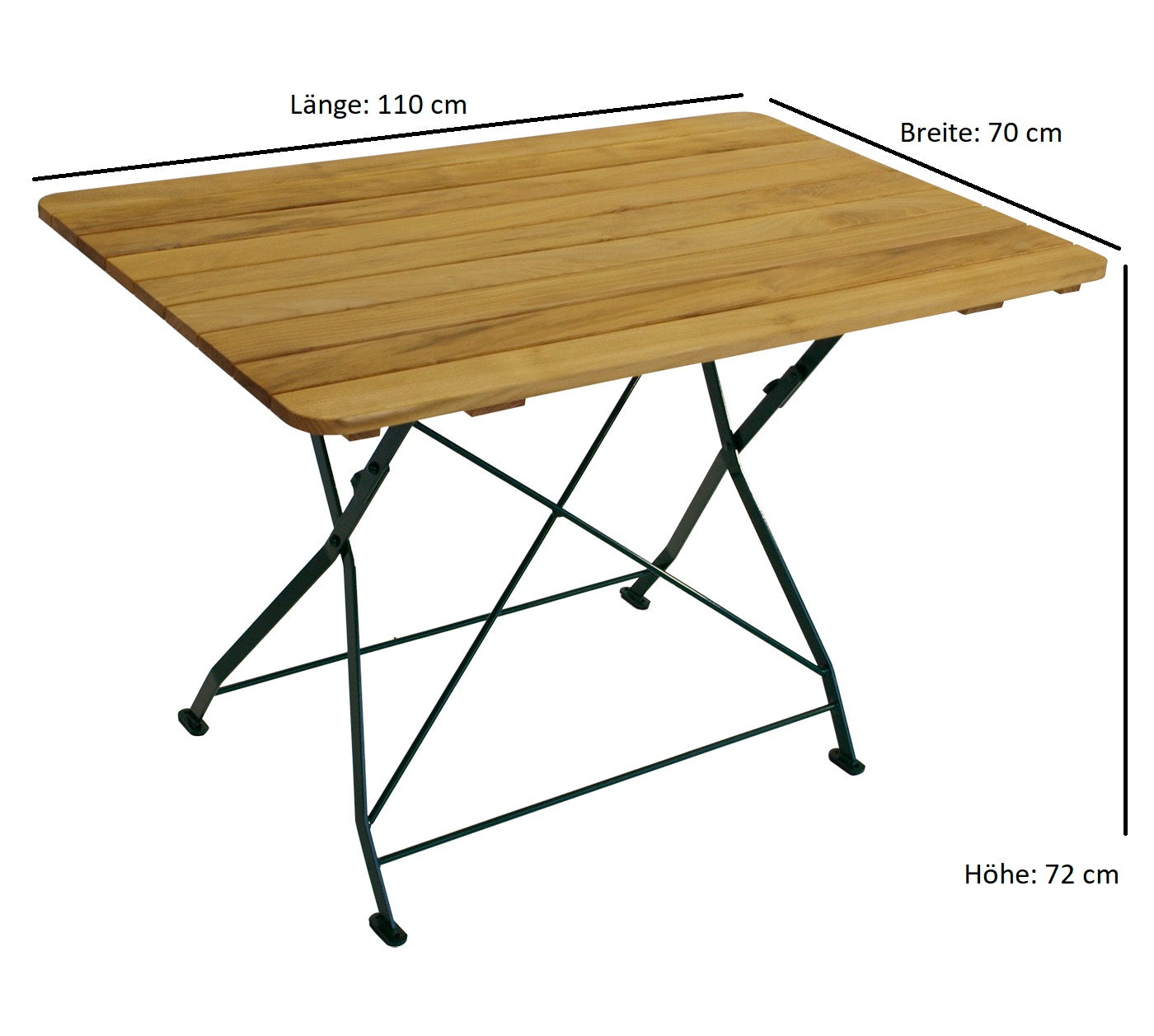 TPFGarden® Klapptisch BAD BELZIG aus Robinienholz 70x110 cm, Stahlgestell Grün