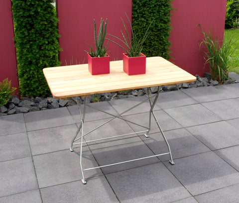 TPFGarden® Klapptisch BAD BELZIG aus Robinienholz 70x110 cm, Stahlgestell Verzinkt