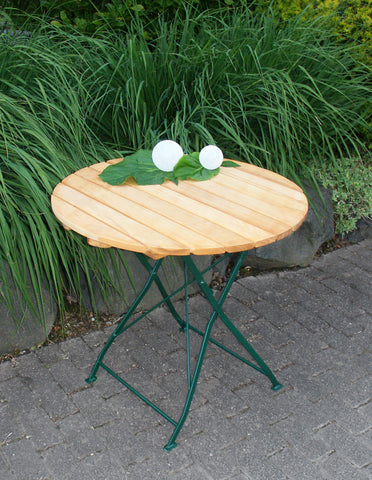 TPFGarden® Klapptisch BAD BELZIG aus Robinienholz 77 cm rund, Stahlgestell Grün