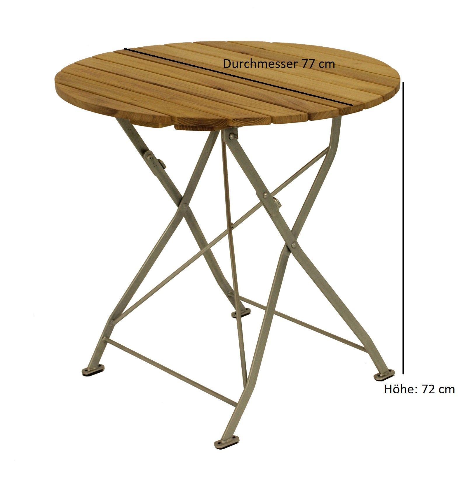 TPFGarden® Klapptisch BAD BELZIG aus Robinienholz 77 cm rund, Stahlgestell Verzinkt