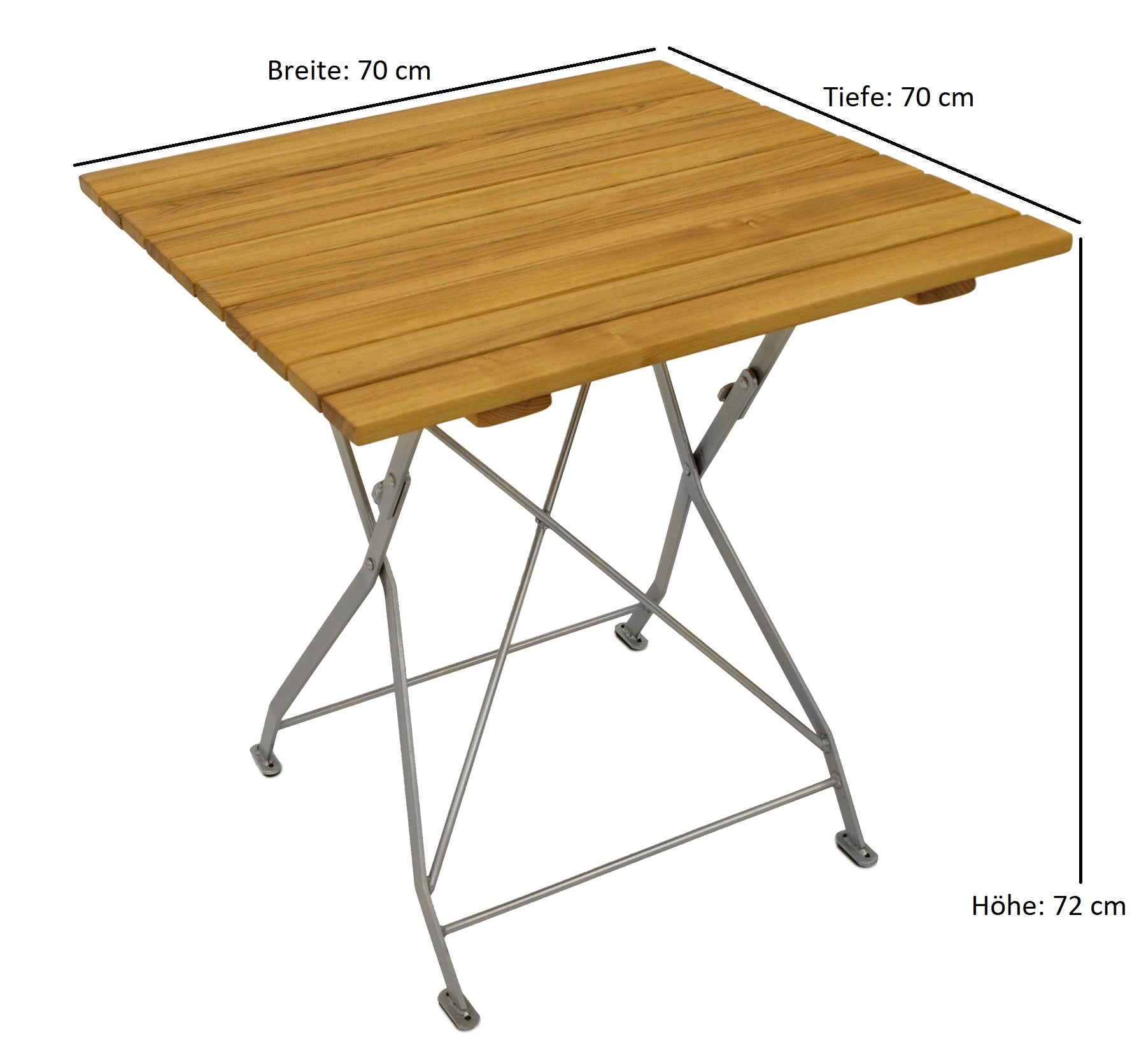 TPFGarden® Klapptisch BAD BELZIG aus Robinienholz 70x70 cm, Stahlgestell Verzinkt