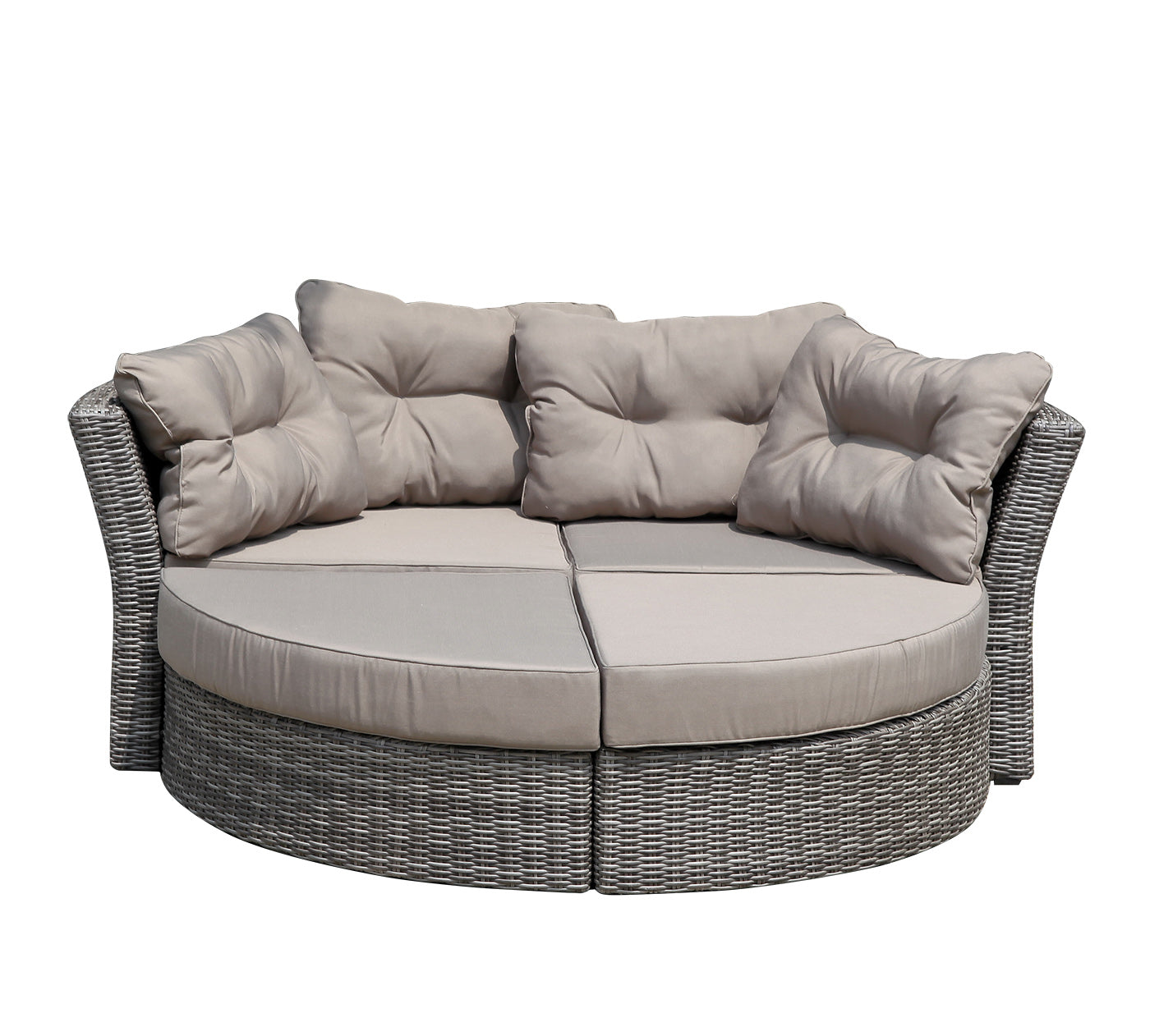 TPFGarden® Liegeinsel, Alu + Polyrattan Grau Bicolor, Polster Taupe