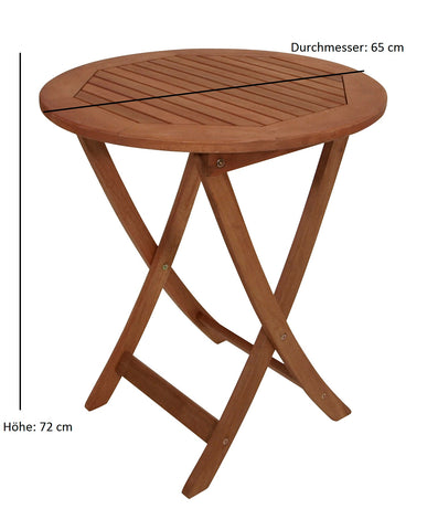 TPFGarden Klapptisch SIDNEY 65cm rund aus Eukalyptusholz
