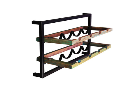 TPFLiving Wandregal-Set, 5-teilig Anchorage Altholz mit starken Gebrauchsspuren, lackiert, Rahmen aus Metall bunt, schwarz