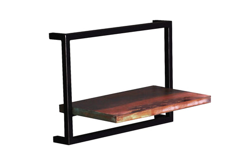 TPFLiving Wandregal-Set, 7-teilig Anchorage Altholz mit starken Gebrauchsspuren, lackiert, Rahmen aus Metall bunt, schwarz