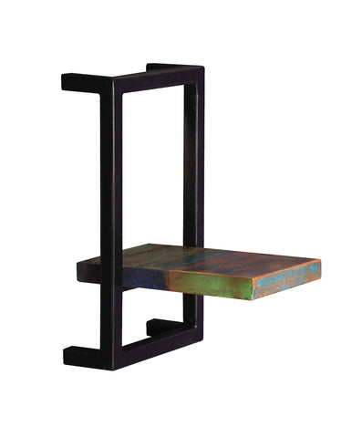 TPFLiving Wandregal-Set, 7-teilig Anchorage Altholz mit starken Gebrauchsspuren, lackiert, Rahmen aus Metall bunt, schwarz