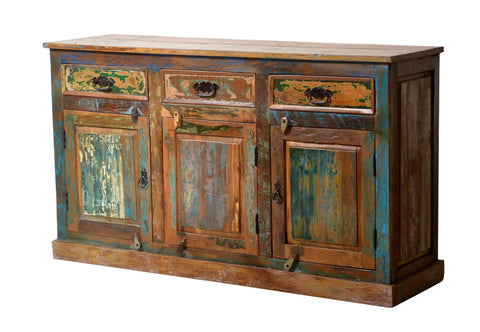 TPFLiving Sideboard Sitka Altholz mit starken Gebrauchsspuren, lackiert bunt