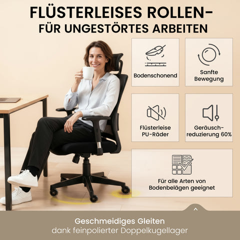 TPFLiving Premium Bürostuhlrollen – Ersatzrollen für Bürostuhl (5er Set)