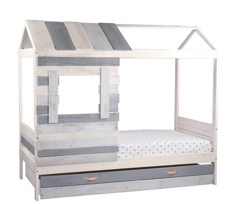 TPFLiving Schublade für Bett 12020005 und 12020006 Scärlok-Scroll mit 2 Griffen und Rollen