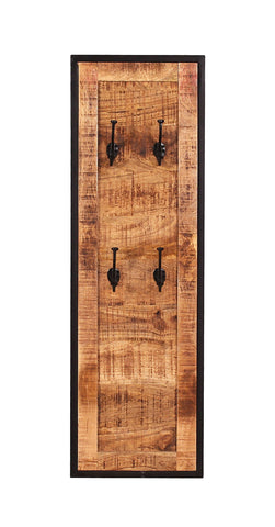 TPFLiving Garderobenpaneel Lyman Mangoholz natur Gestell Metall schwarz