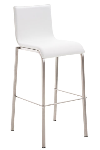 TPFLiving bar stool Avon GE frame stainless steel faux leather flat