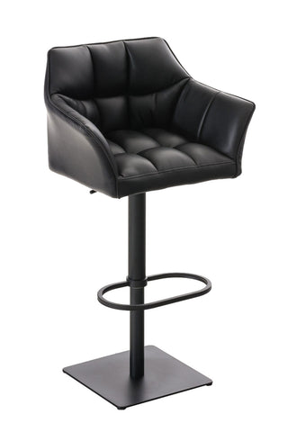 TPFLiving Bar Stool Damascus Frame Black Faux Leather