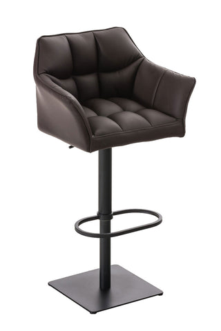 TPFLiving Bar Stool Damascus Frame Black Faux Leather