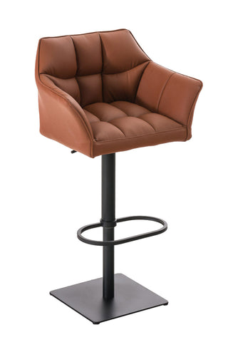 TPFLiving Bar Stool Damascus Frame Black Faux Leather