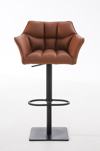 TPFLiving Bar Stool Damascus Frame Black Faux Leather