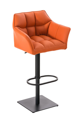TPFLiving Bar Stool Damascus Frame Black Faux Leather