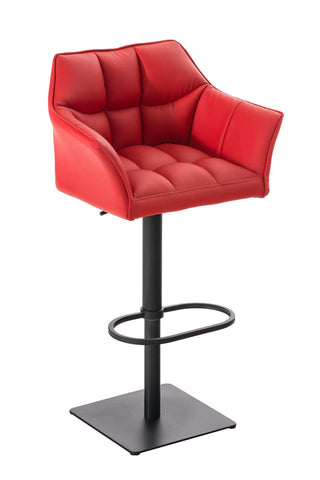 TPFLiving Bar Stool Damascus Frame Black Faux Leather