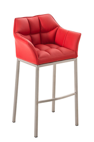 TPFLiving Damascus bar stool with 4-foot frame stainless steel faux leather