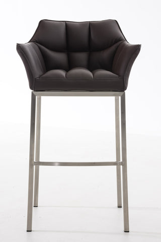TPFLiving Damascus bar stool with 4-foot frame stainless steel faux leather