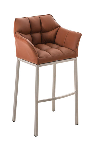 TPFLiving Damascus bar stool with 4-foot frame stainless steel faux leather