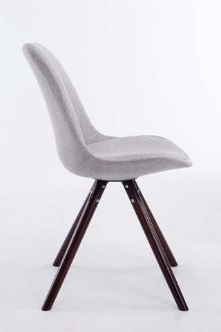 TPFLiving Besucherstuhl Toulon Stoff Gestell Buchenholz Cappuccino rund