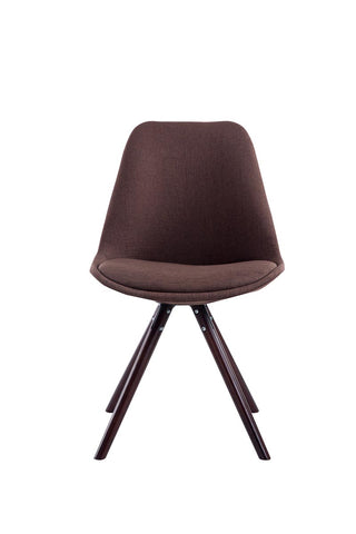 TPFLiving Besucherstuhl Toulon Stoff Gestell Buchenholz Cappuccino rund
