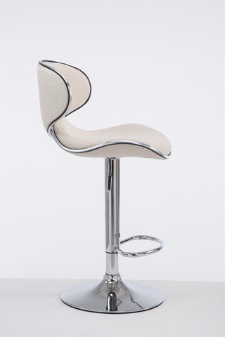 TPFLiving bar stool Las Palmas metal frame in chrome look fabric
