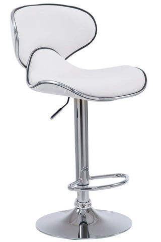 TPFLiving bar stool Las Palmas metal frame in chrome look faux leather