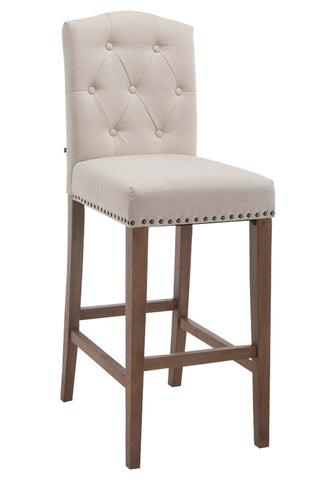 TPFLiving bar stool Louisiana frame antique light wood fabric