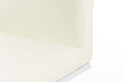 TPFLiving Bar Stool Panda Frame White Faux Leather