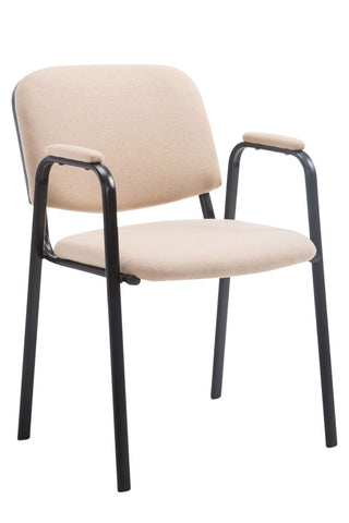 TPFLiving Besucherstuhl Keen PRO Stoffbezug mit Armlehne - Gestell Schwarz
