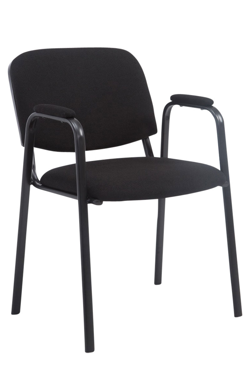 TPFLiving Besucherstuhl Keen PRO Stoffbezug mit Armlehne - Gestell Schwarz