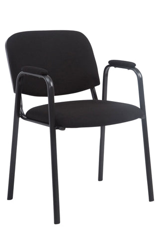 TPFLiving Besucherstuhl Keen PRO Stoffbezug mit Armlehne - Gestell Schwarz