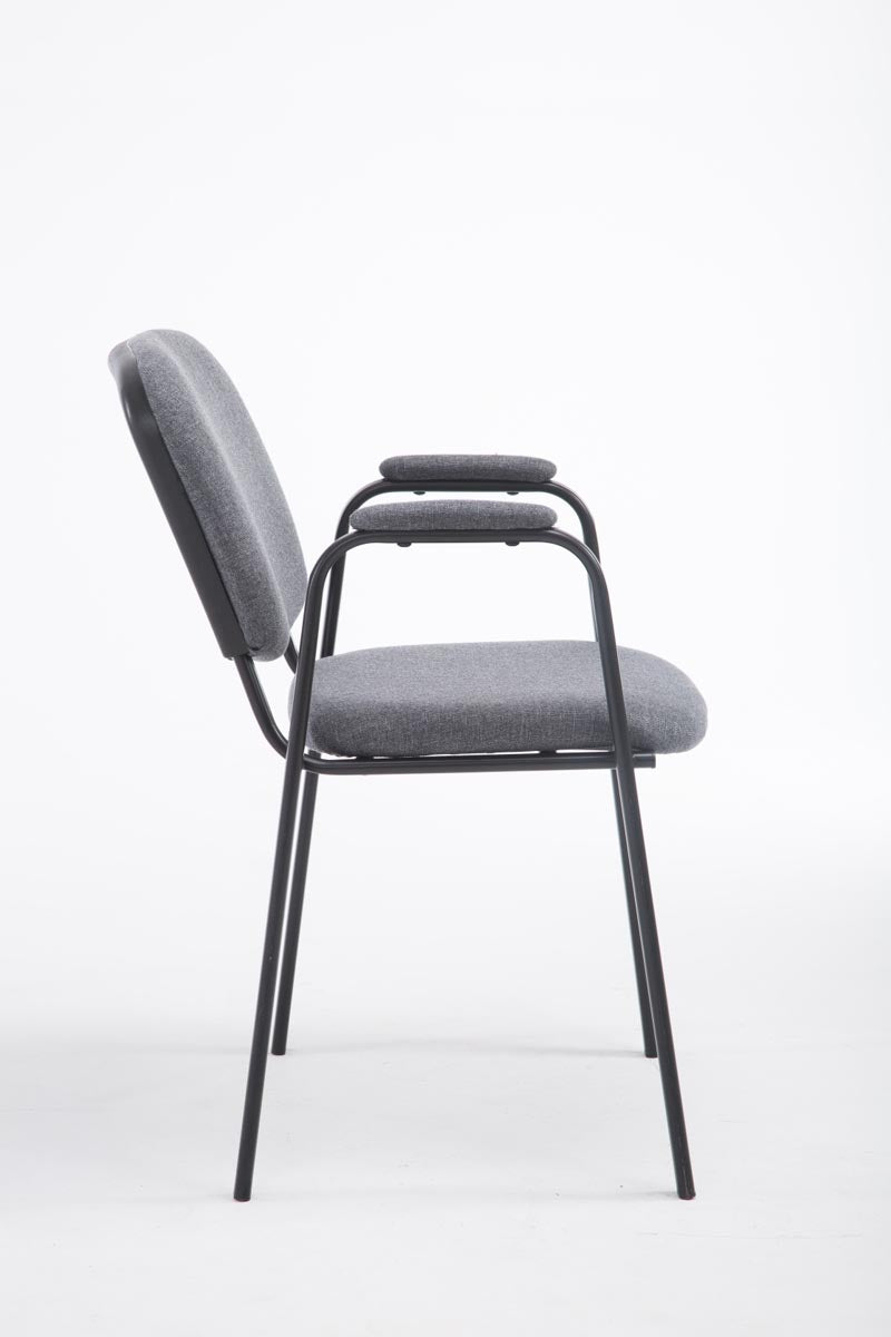 TPFLiving Besucherstuhl Keen PRO Stoffbezug mit Armlehne - Gestell Schwarz