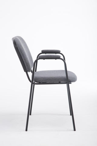 TPFLiving Besucherstuhl Keen PRO Stoffbezug mit Armlehne - Gestell Schwarz