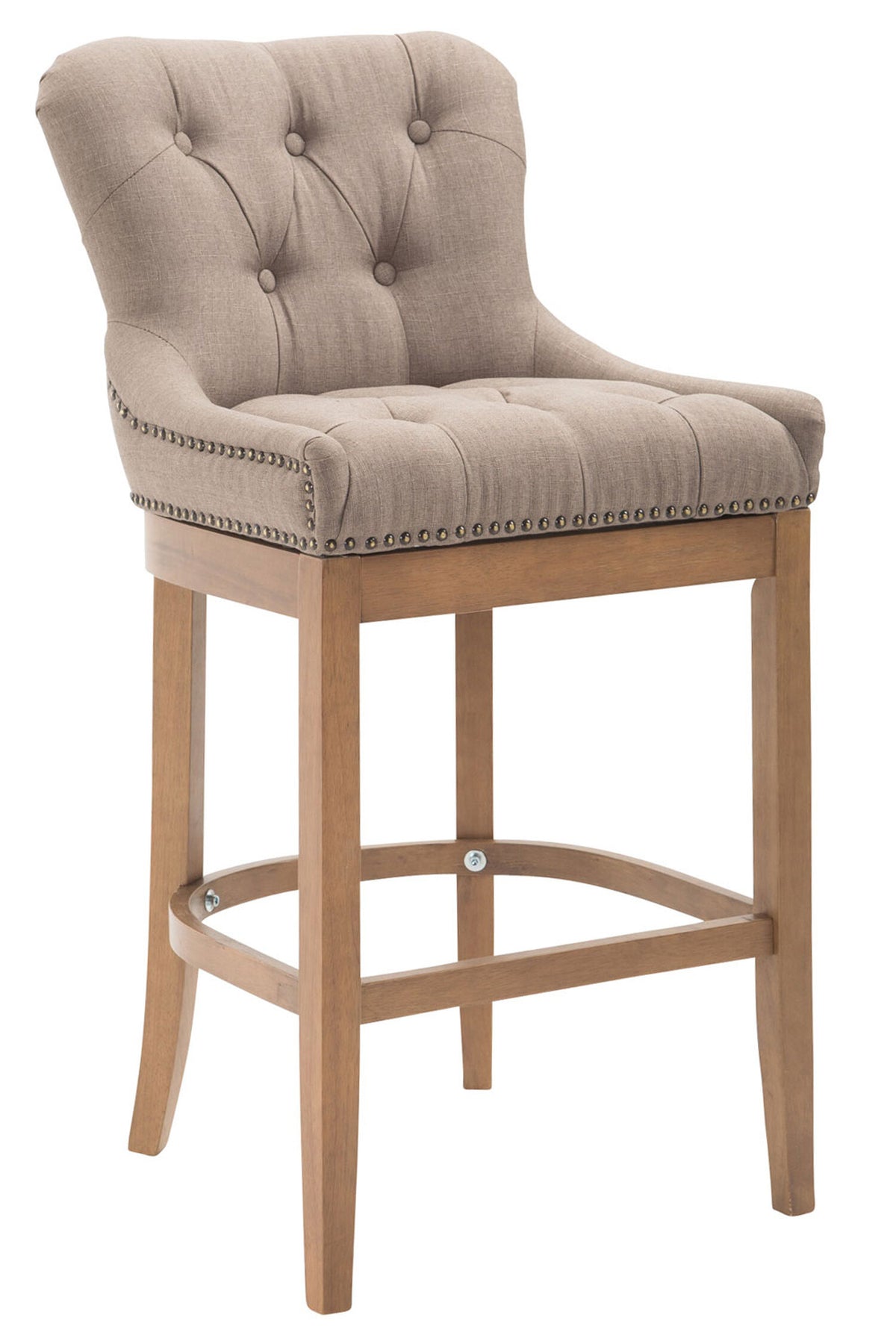 TPFLiving Barhocker Wooden Luck Gestell Holz Antik-hell Stoff